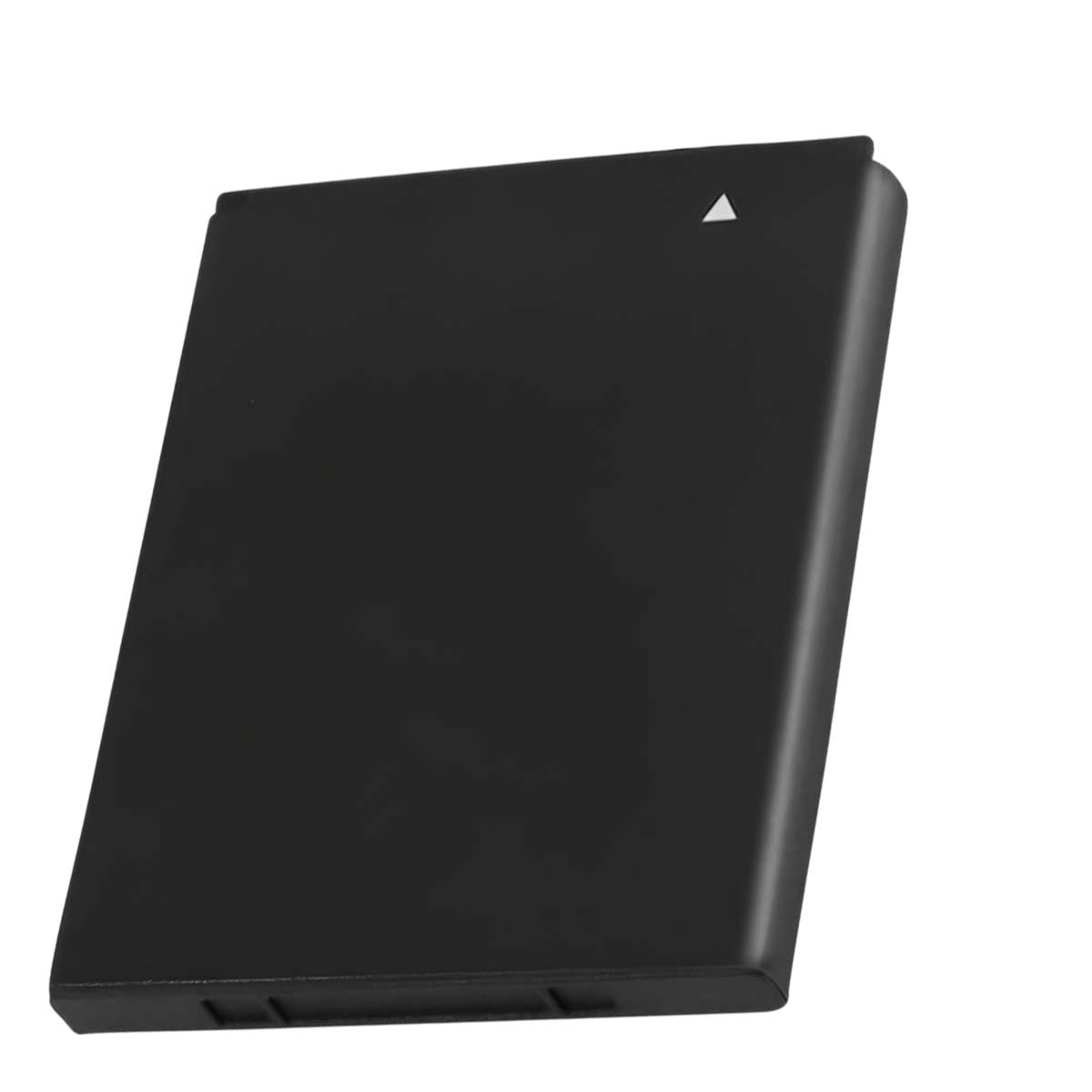Batteria nera con una piccola icona triangolare bianca in alto a destra.
