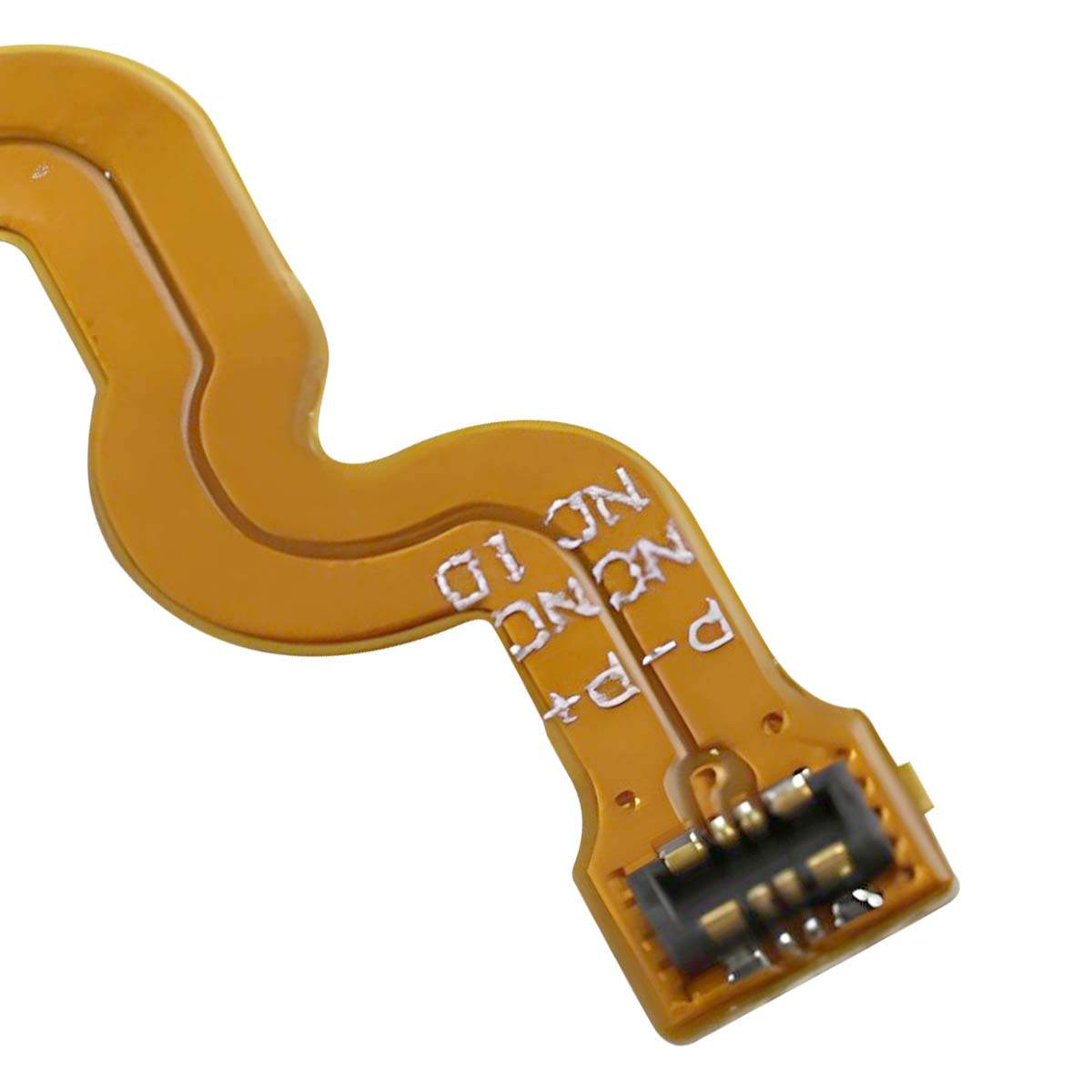 Un connettore flessibile a nastro piatto arancione con quattro pin.