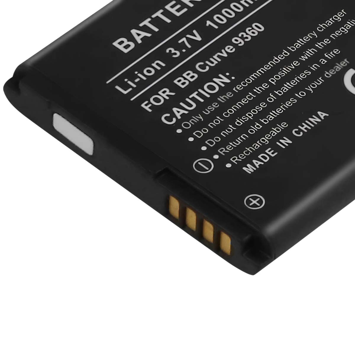 Batteria nera Li-ion per BB Curve 9360, 3,7V 1000mAh, Made in China.