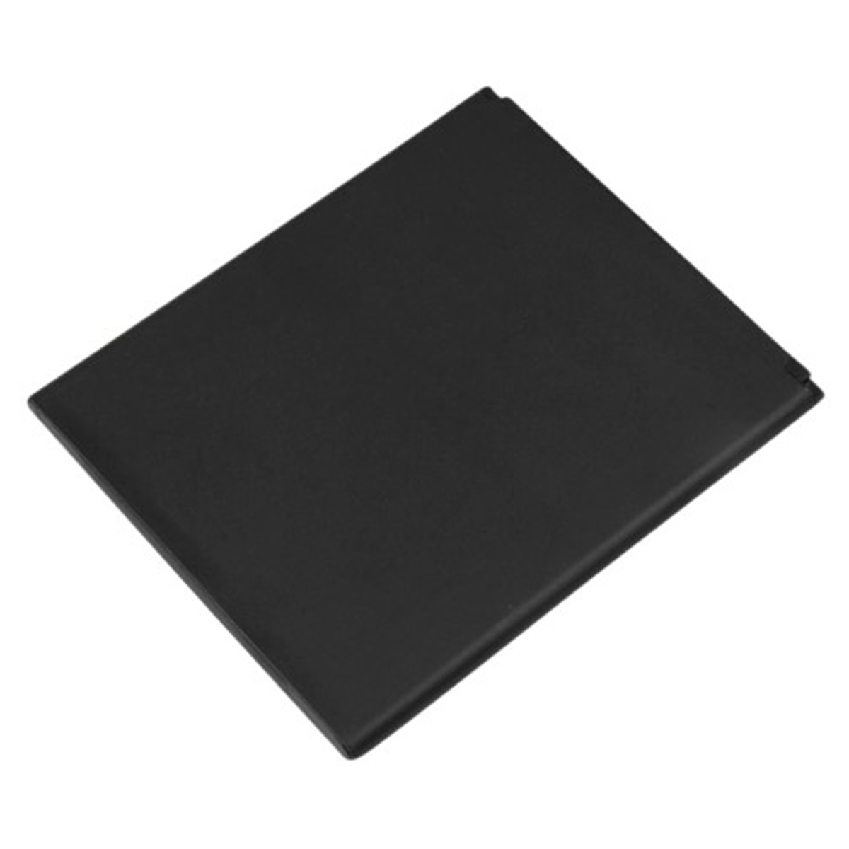 Un taccuino nero chiuso su sfondo bianco.