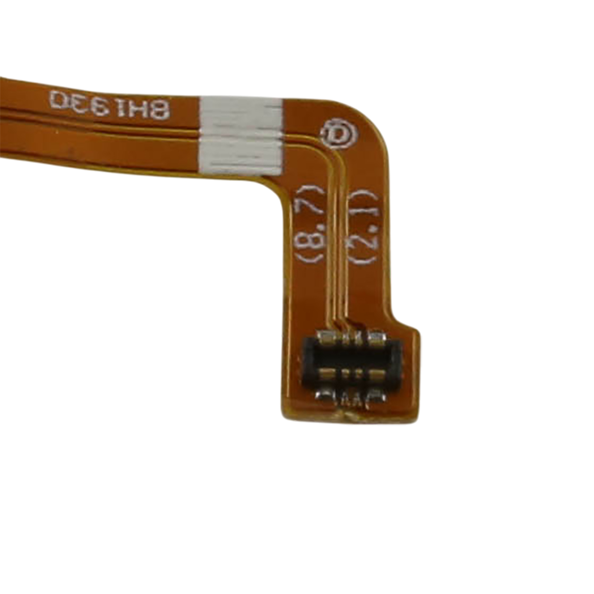 Un cavo flessibile marrone con connettori neri e marcature bianche.