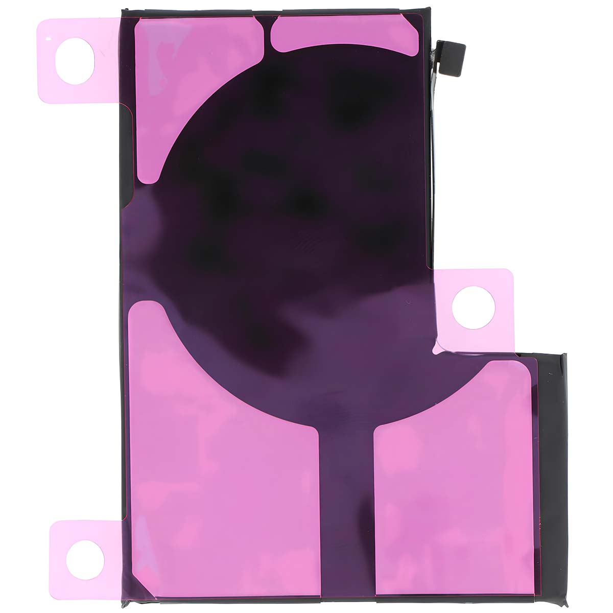 Batteria nera con strisce adesive rosa e ritagli circolari.