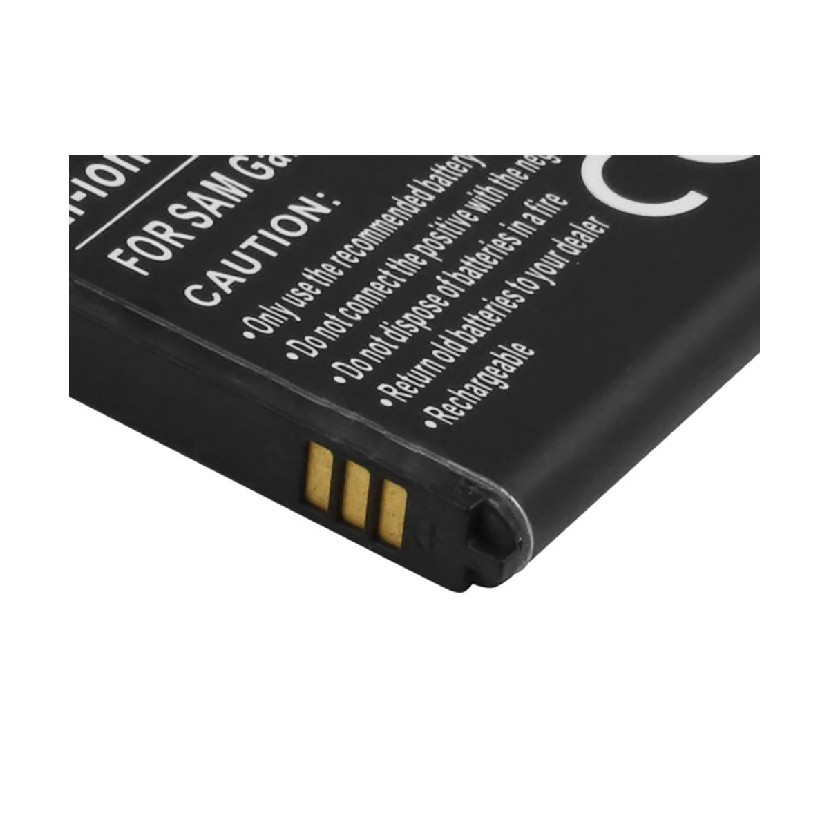 Batteria nera con avvertenze come 'Attenzione' e 'Ricaricabile'.