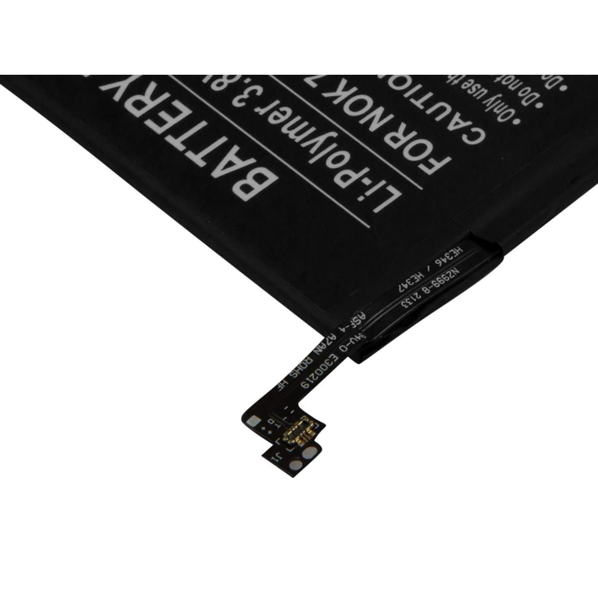 Batteria nera Li-Polimero per Nokia con avvisi e numeri di modello.