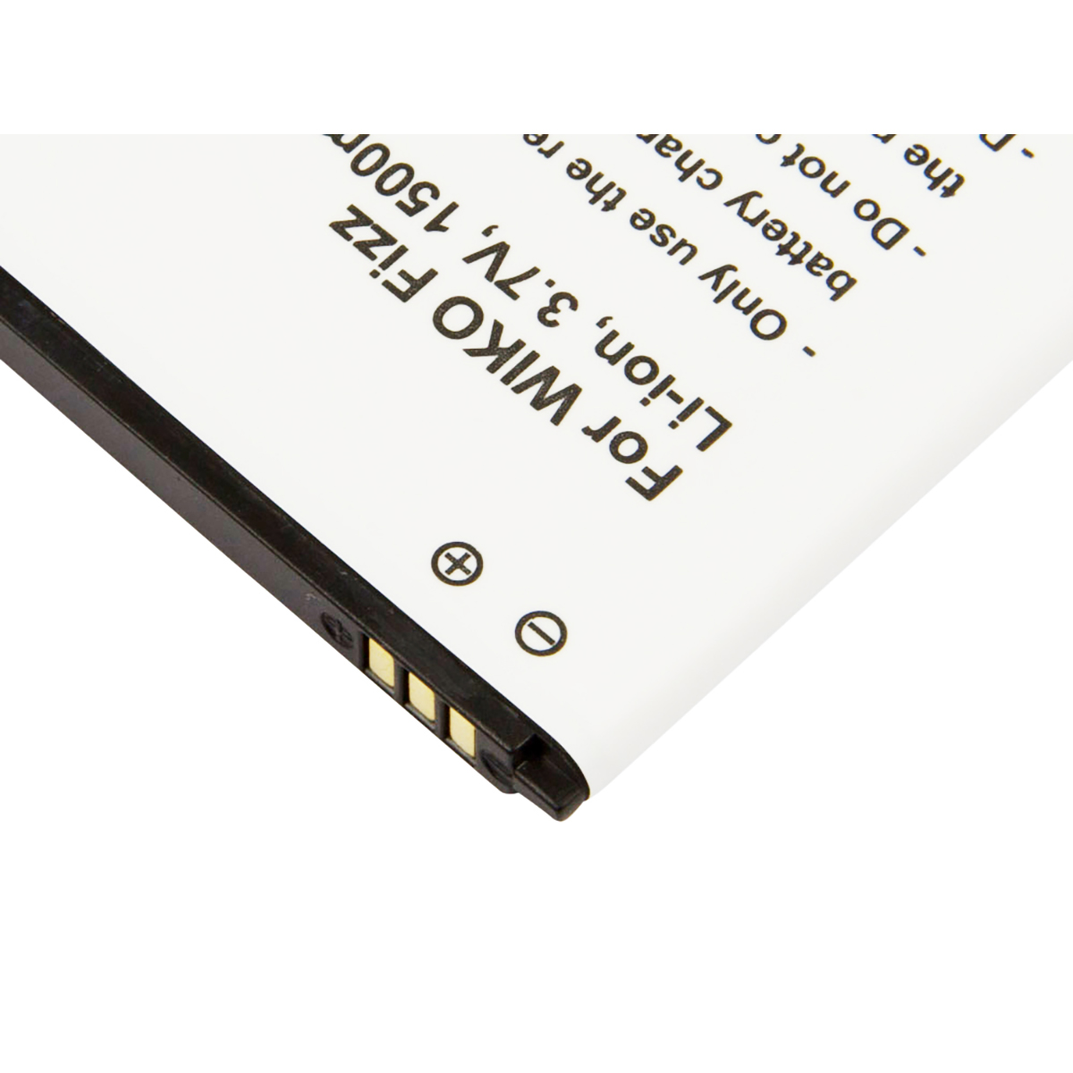 Primo piano di una batteria WIKO Fizz Li-ion, 3,7V, 1500mAh.