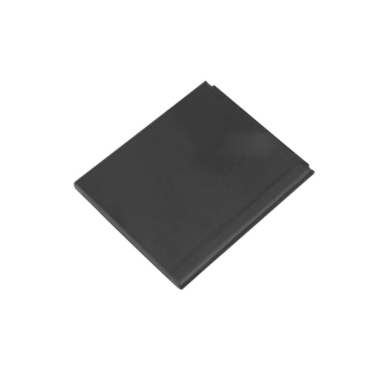 Un taccuino nero chiuso su sfondo bianco.