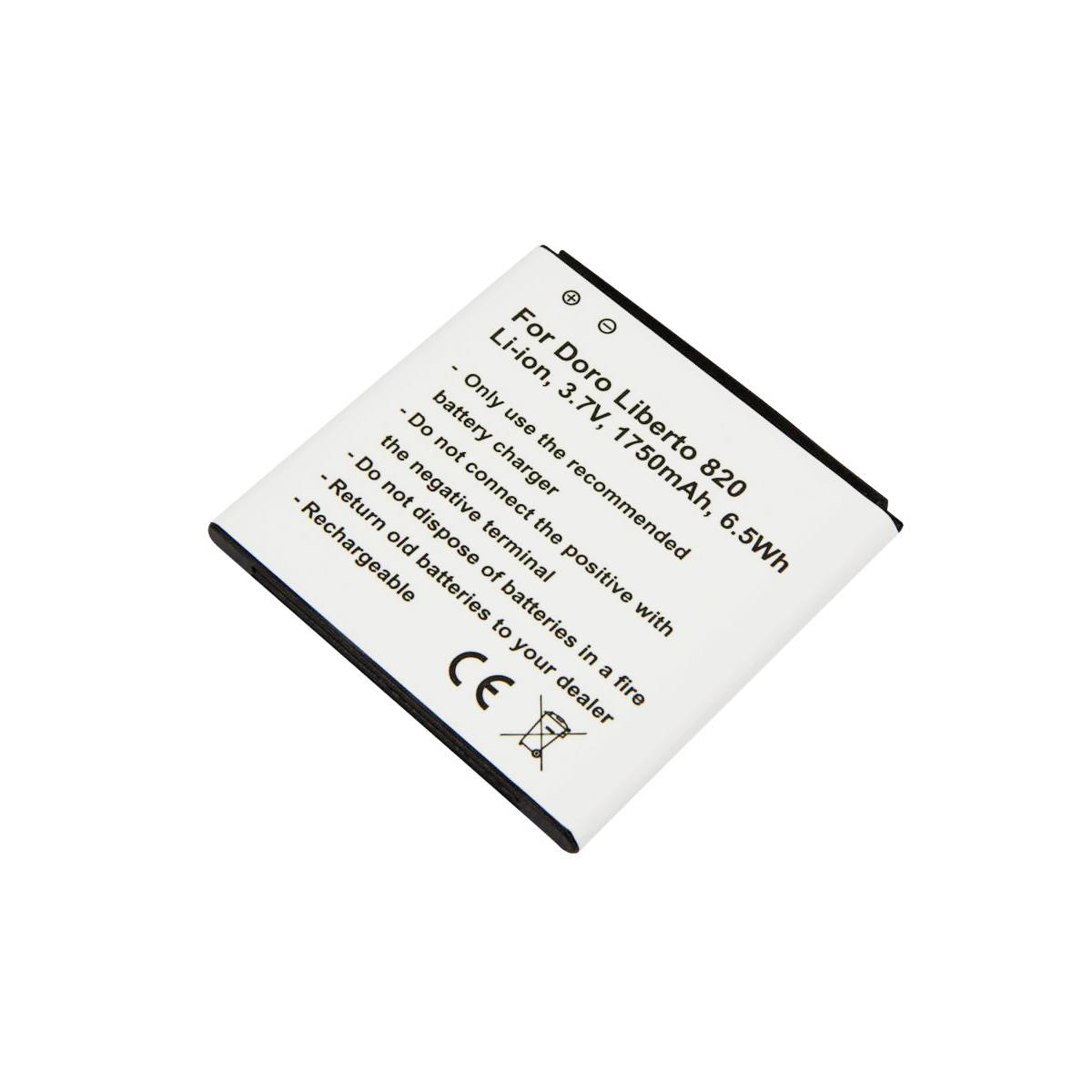 Batteria Li-ion Doro Liberto 820 bianca, 3,7V, 1750mAh. Marchio CE.