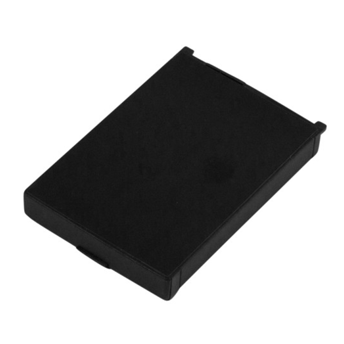 Un oggetto nero e rettangolare che assomiglia a una batteria o una piccola scatola.