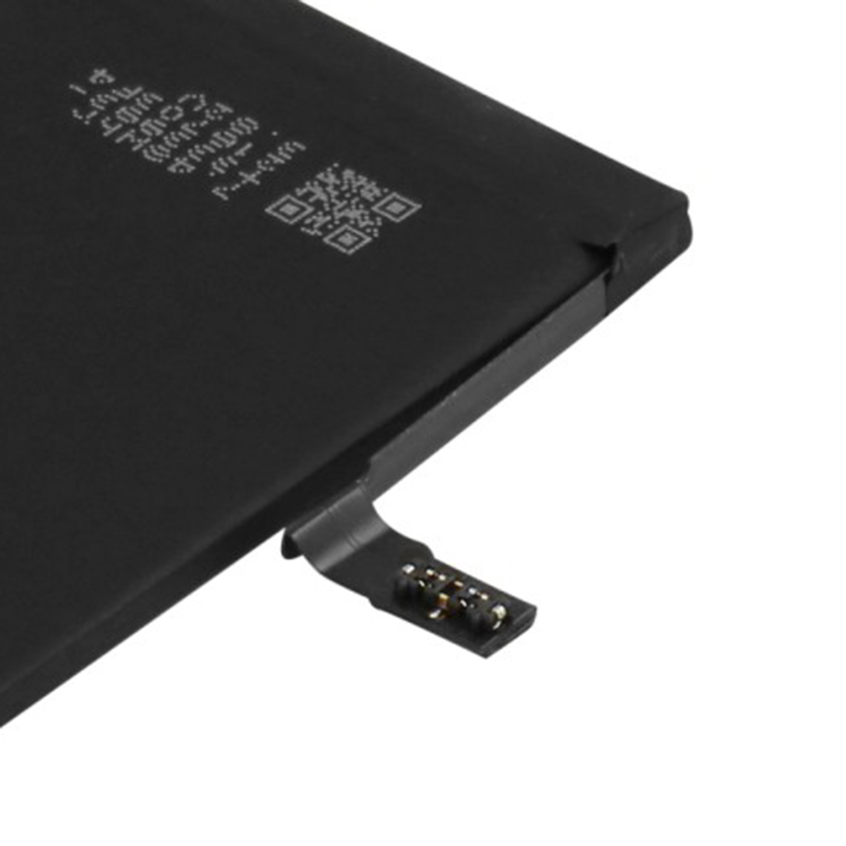 Batteria nera con cavo di connessione e codice QR.