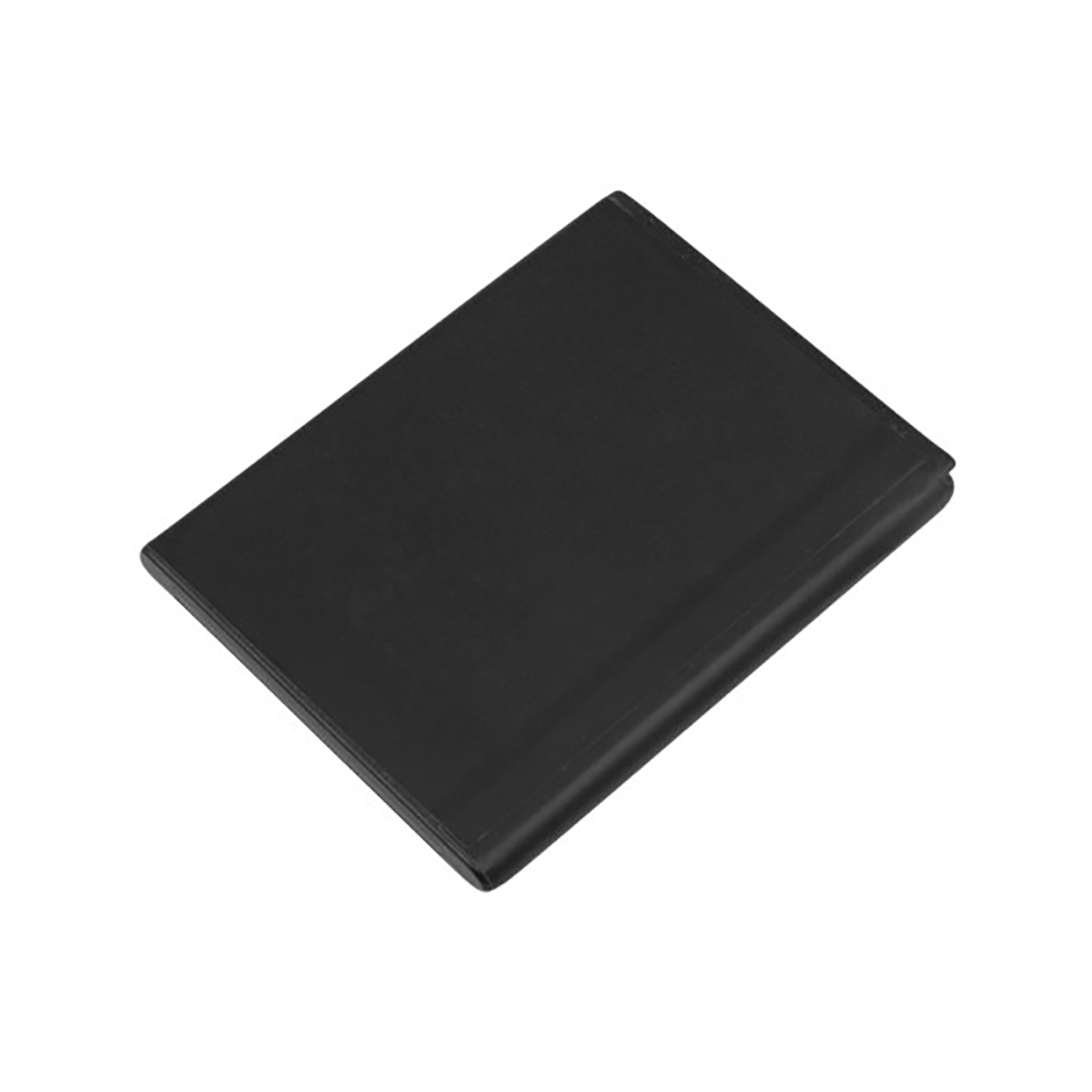 Un taccuino nero chiuso giace su sfondo bianco.
