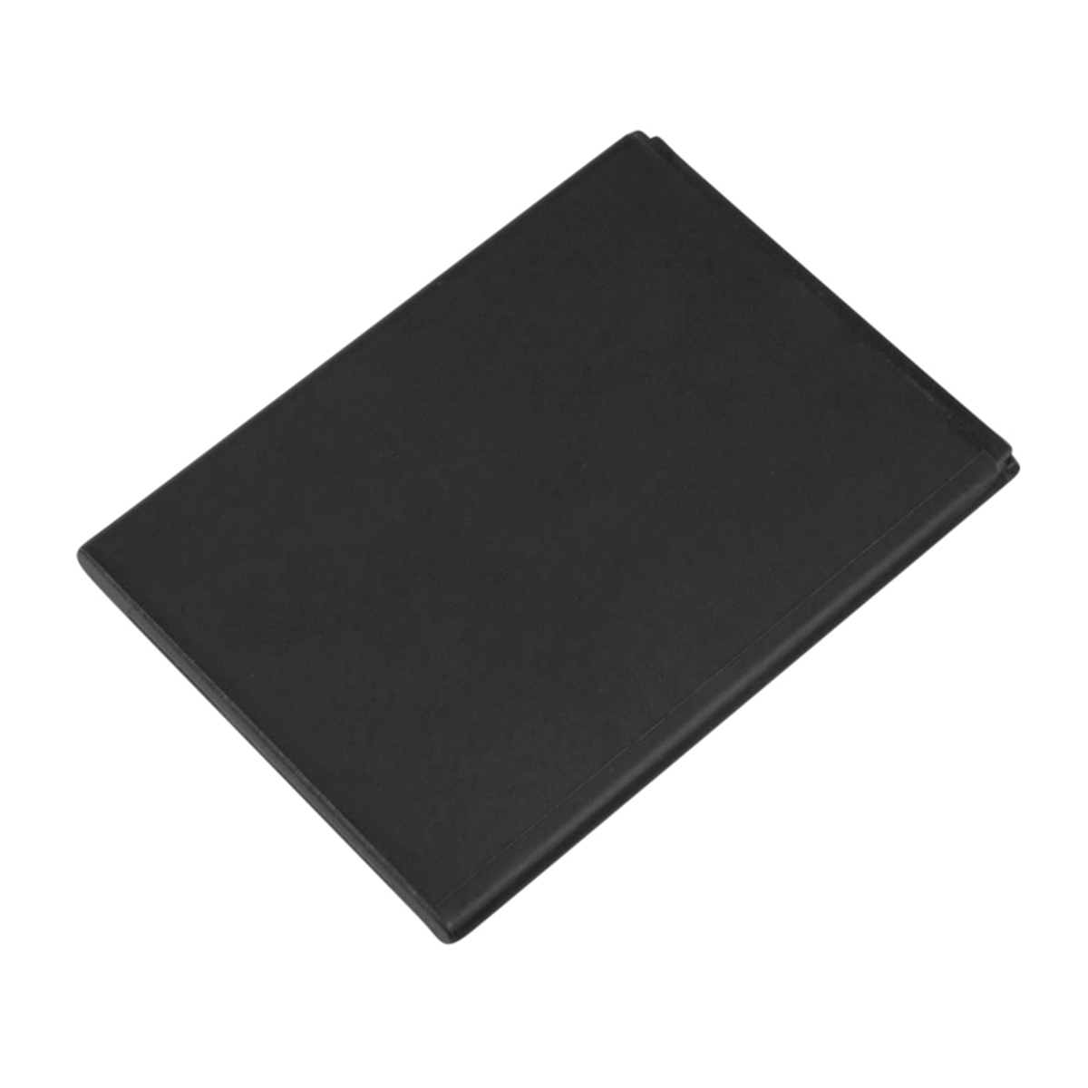 Un taccuino nero chiuso su sfondo bianco.