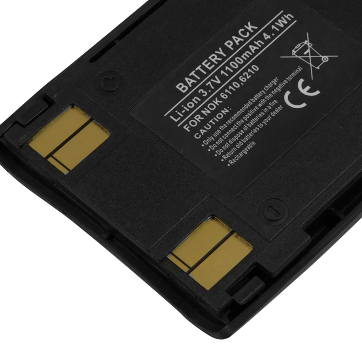 Schwarzer Akku mit Beschriftung: Li-ion 3.7V 1100mAh, für NOK 6110,6210.