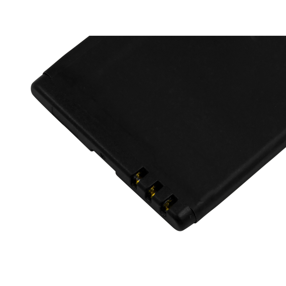 Batteria nera con tre contatti dorati sul lato.