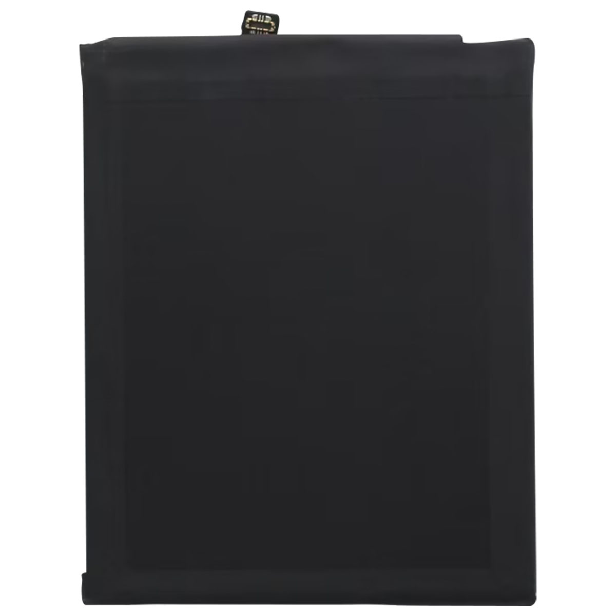 Batteria nera con un piccolo connettore in alto a destra.