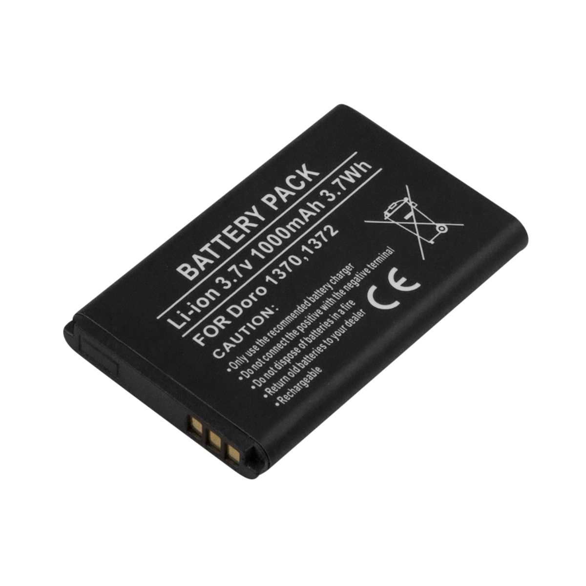 Schwarzer Li-Ionen-Akku für Doro-Handys, 3,7V, 1000mAh.