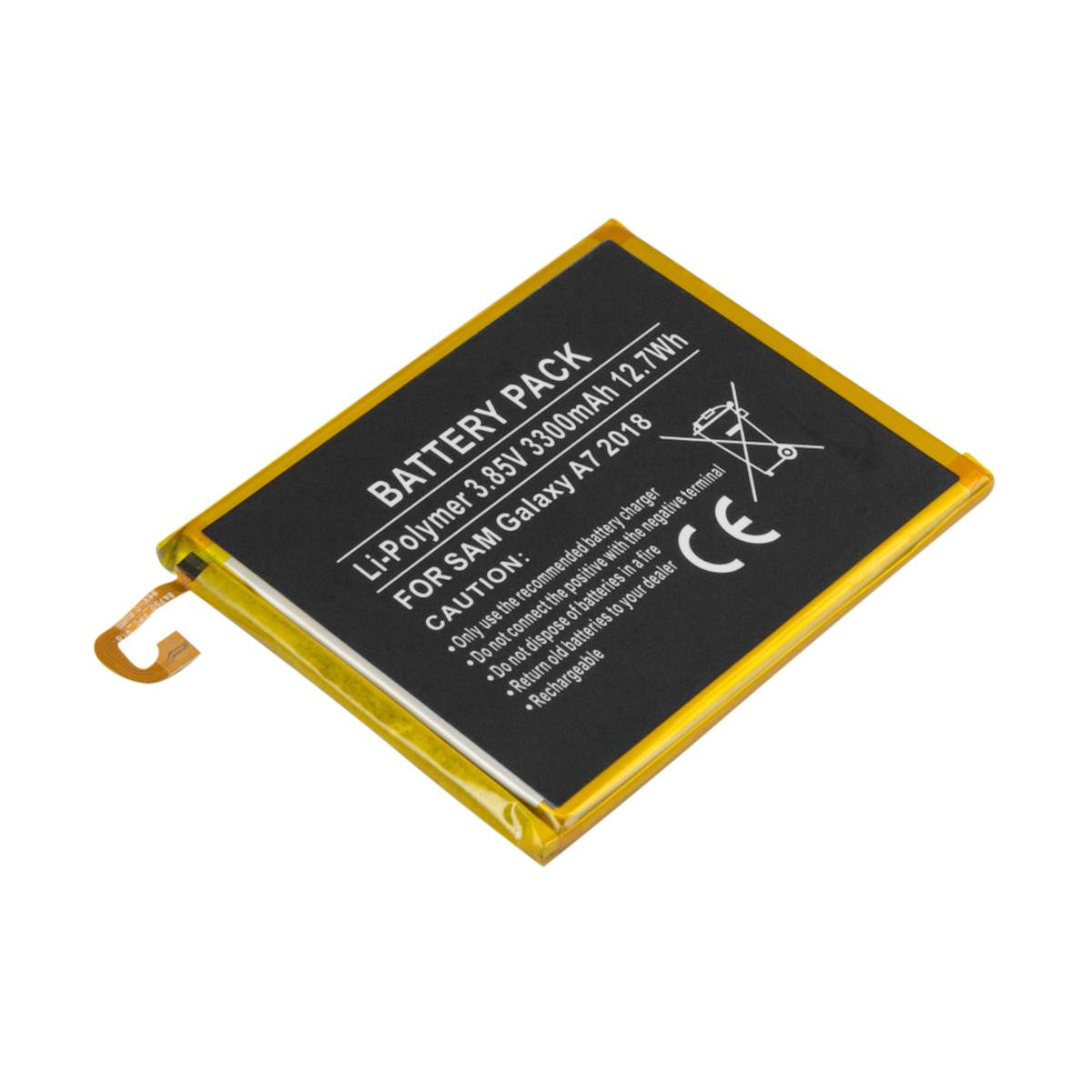Batteria Li-Polymer per Samsung Galaxy A7 2018, 3300mAh, 3,85V.