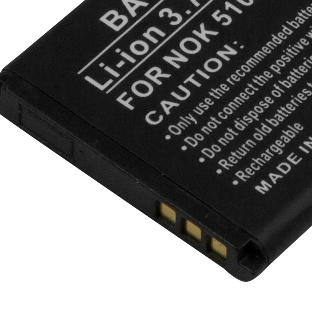 Schwarzer Li-ion-Akku für NOK 51xx Serie, mit Warntext und Kontakten.