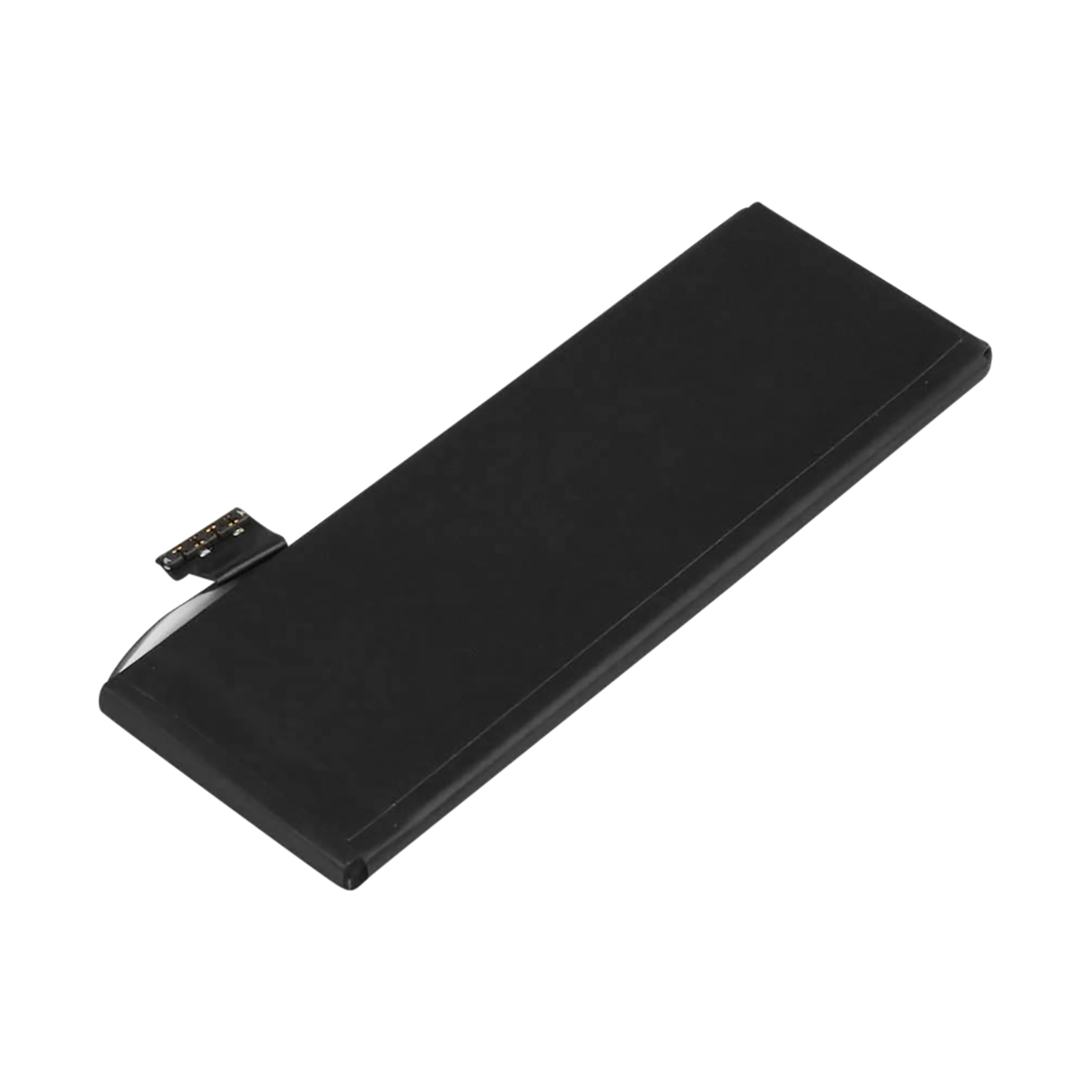 Schwarzer Akku mit einem flexiblen Kabel und Anschluss.