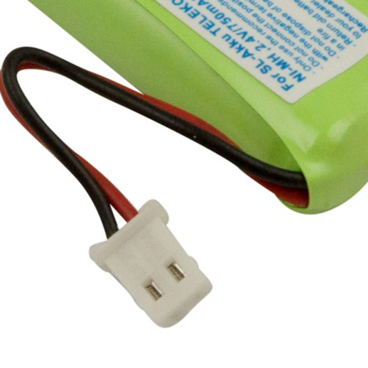 Pacco batteria verde con cavo rosso e nero e connettore bianco.