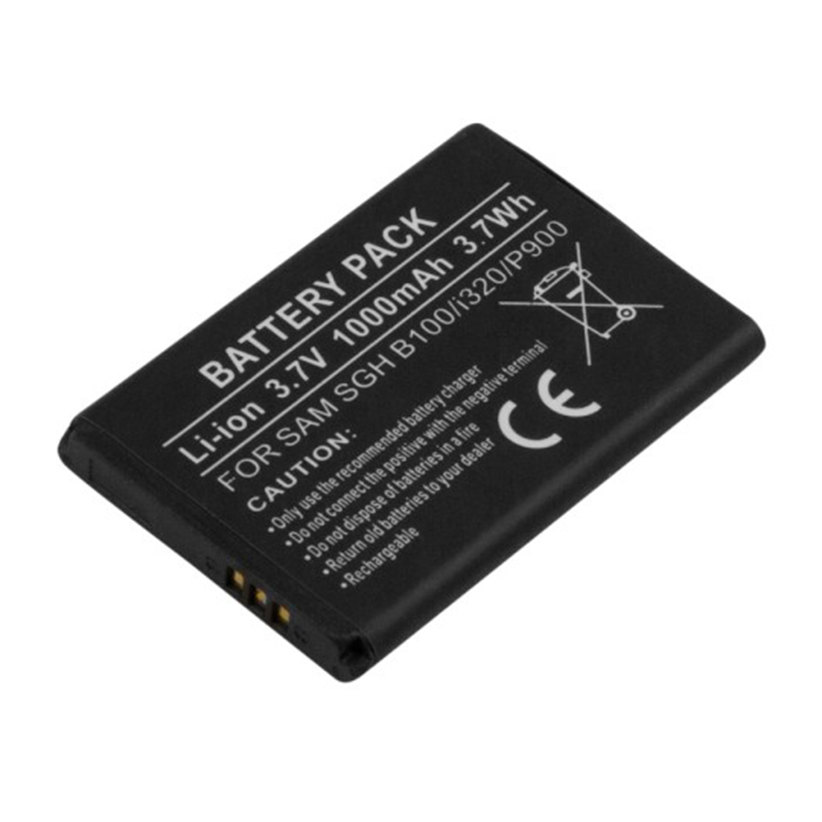 Batteria nera con testo: Li-ion 3.7V 1000mAh, per SAM SGH.