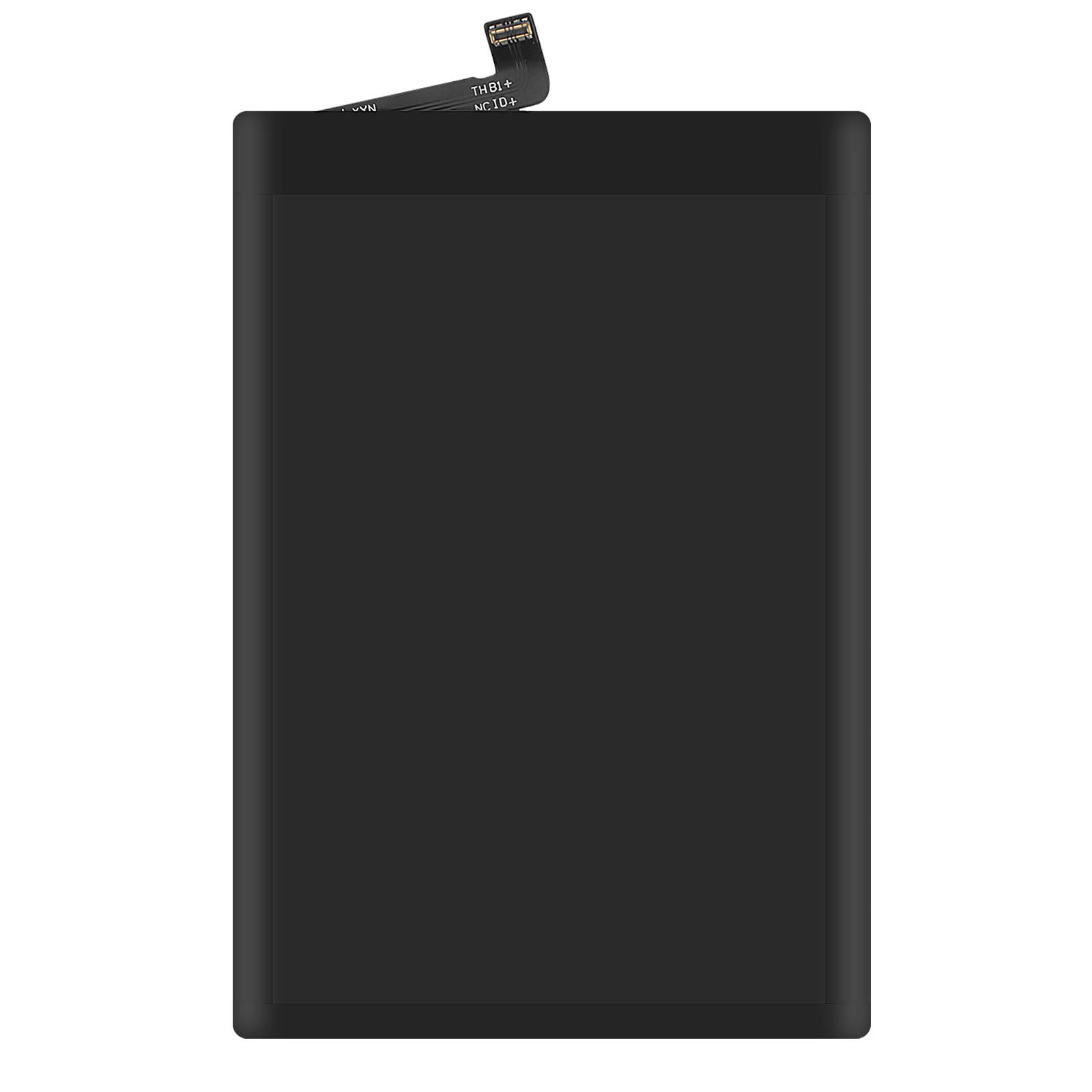 Batteria nera con un connettore a cavo piatto in alto.