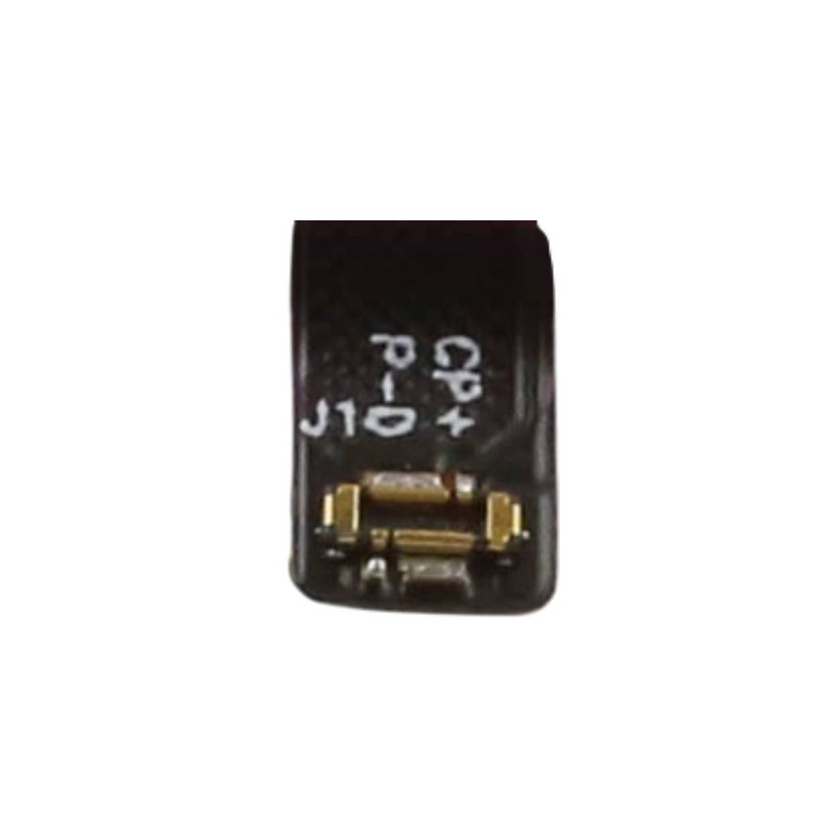Un cavo piatto nero con contatti dorati, marcato J10+ e CP+.