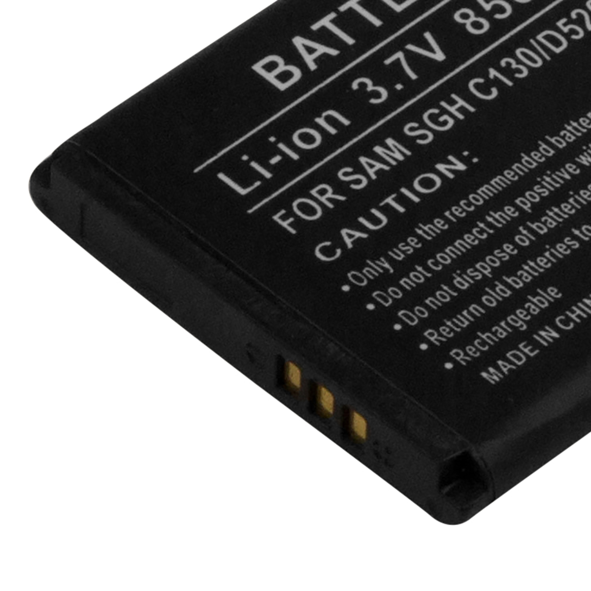 Batteria nera con testo bianco: Li-ion 3.7V.