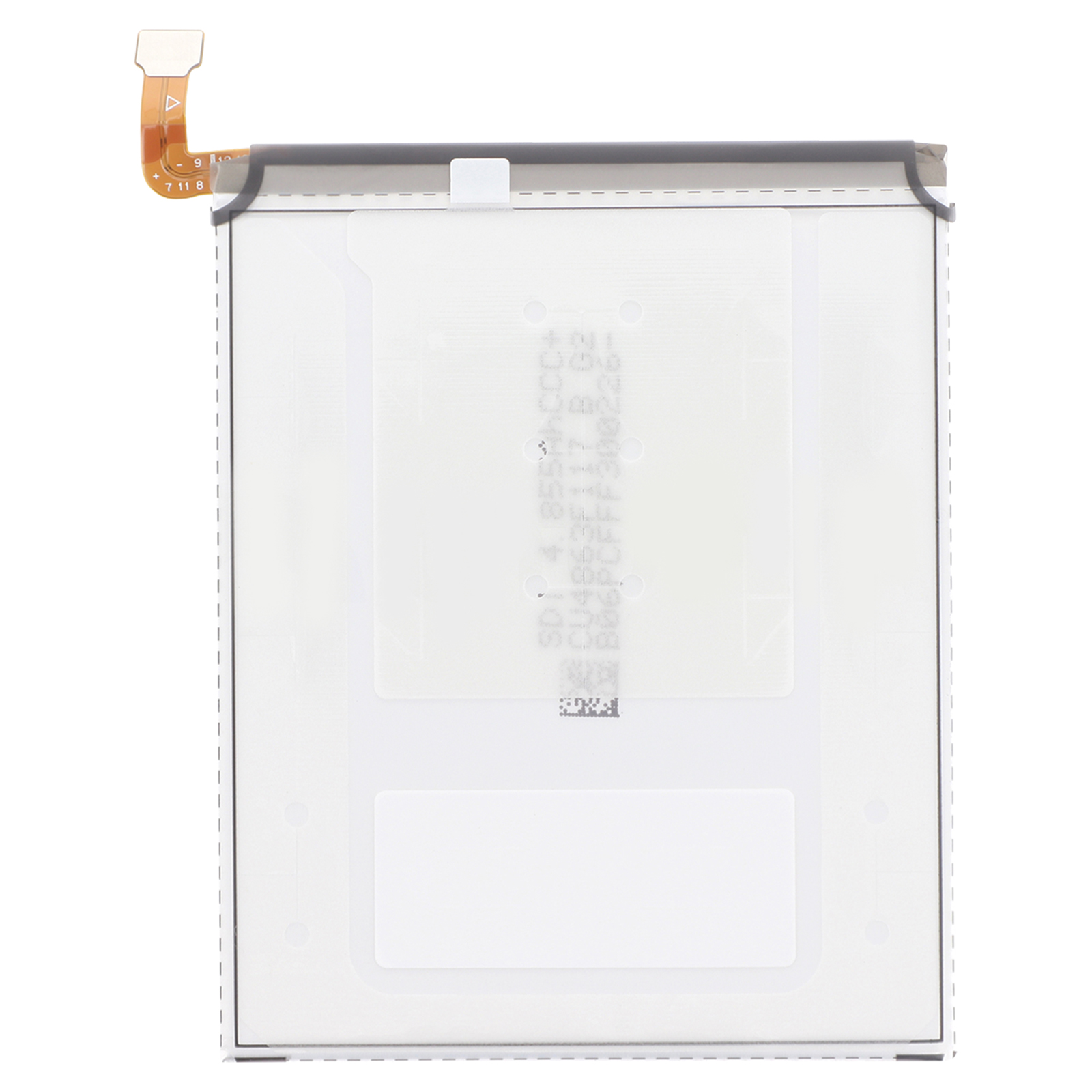 Batterie blanche avec câble plat blanc et marquages.
