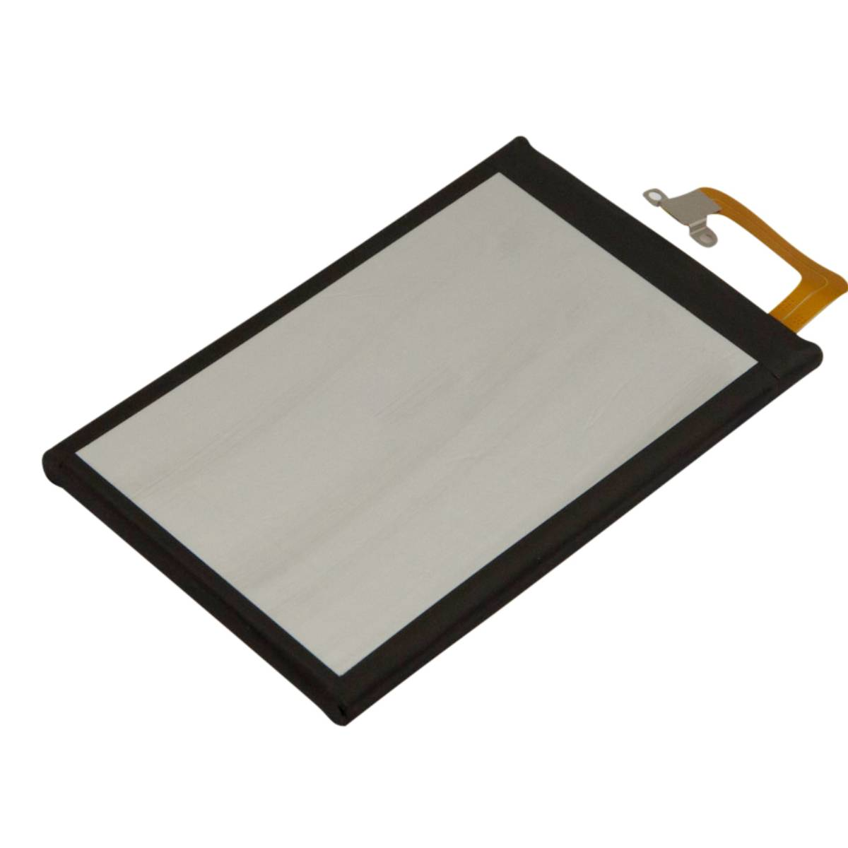 Una batteria rettangolare con centro bianco e bordi neri.