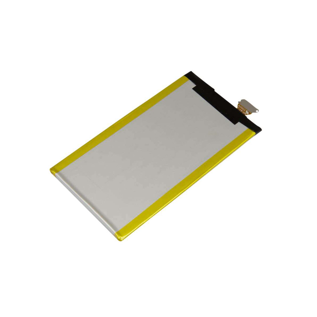 Una batteria rettangolare con centro grigio e bordi gialli.