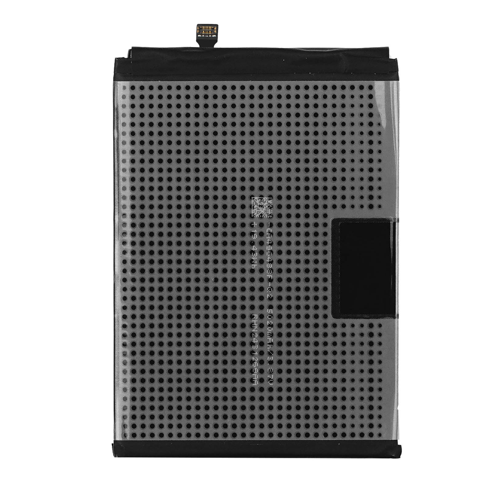 Batteria nera con molti puntini e un rettangolo nero.