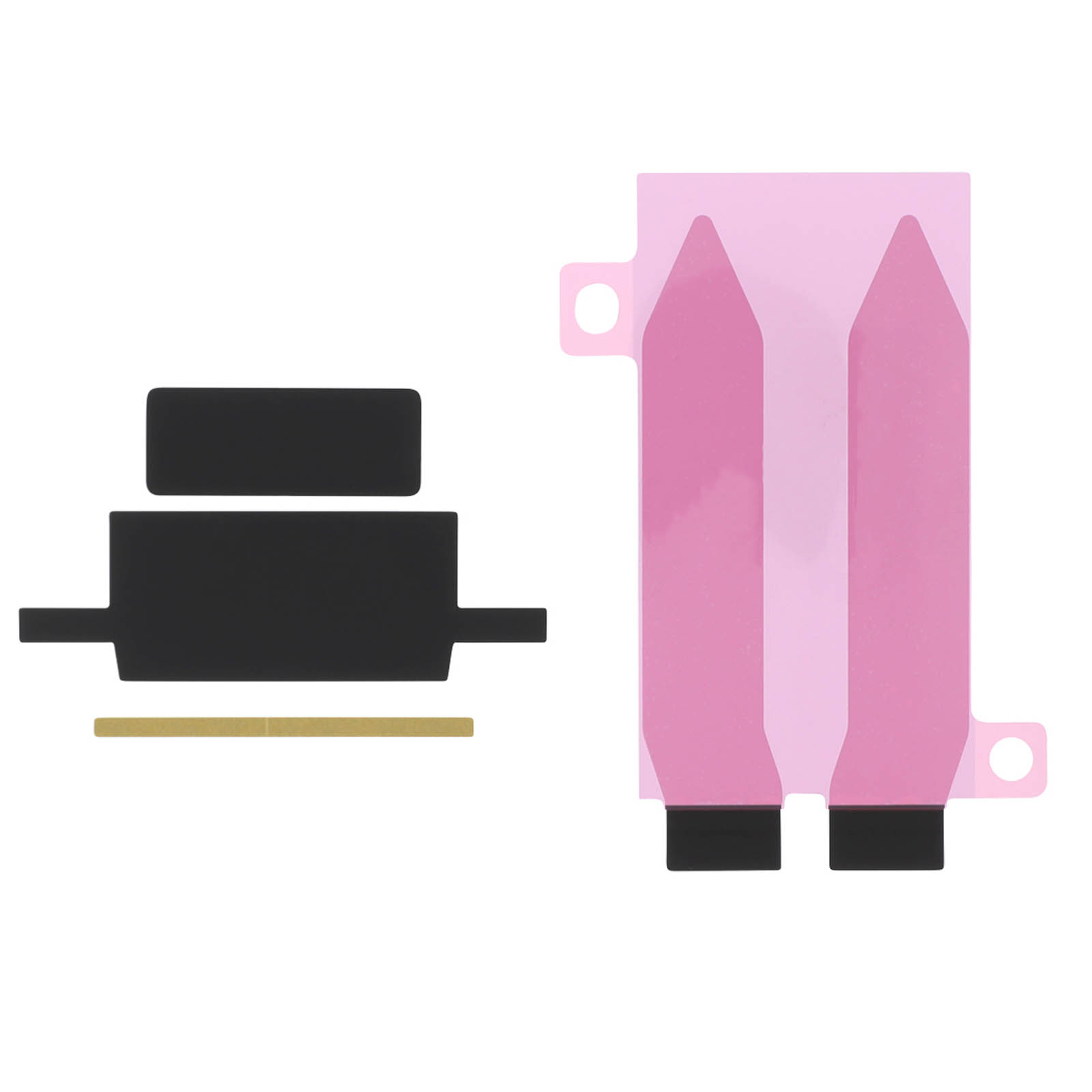 Strisce adesive nere e due strisce adesive rosa con basi nere.
