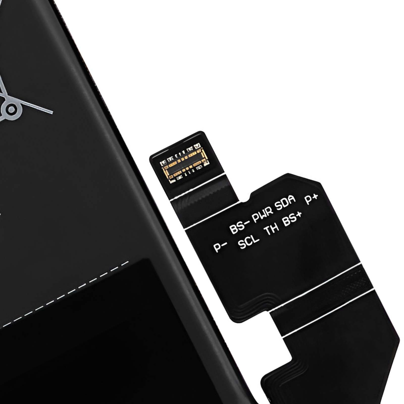 Primo piano di un cavo flessibile nero con testo bianco 'BS-PWR SDA P+' e 'P- SCL TH BS+'.