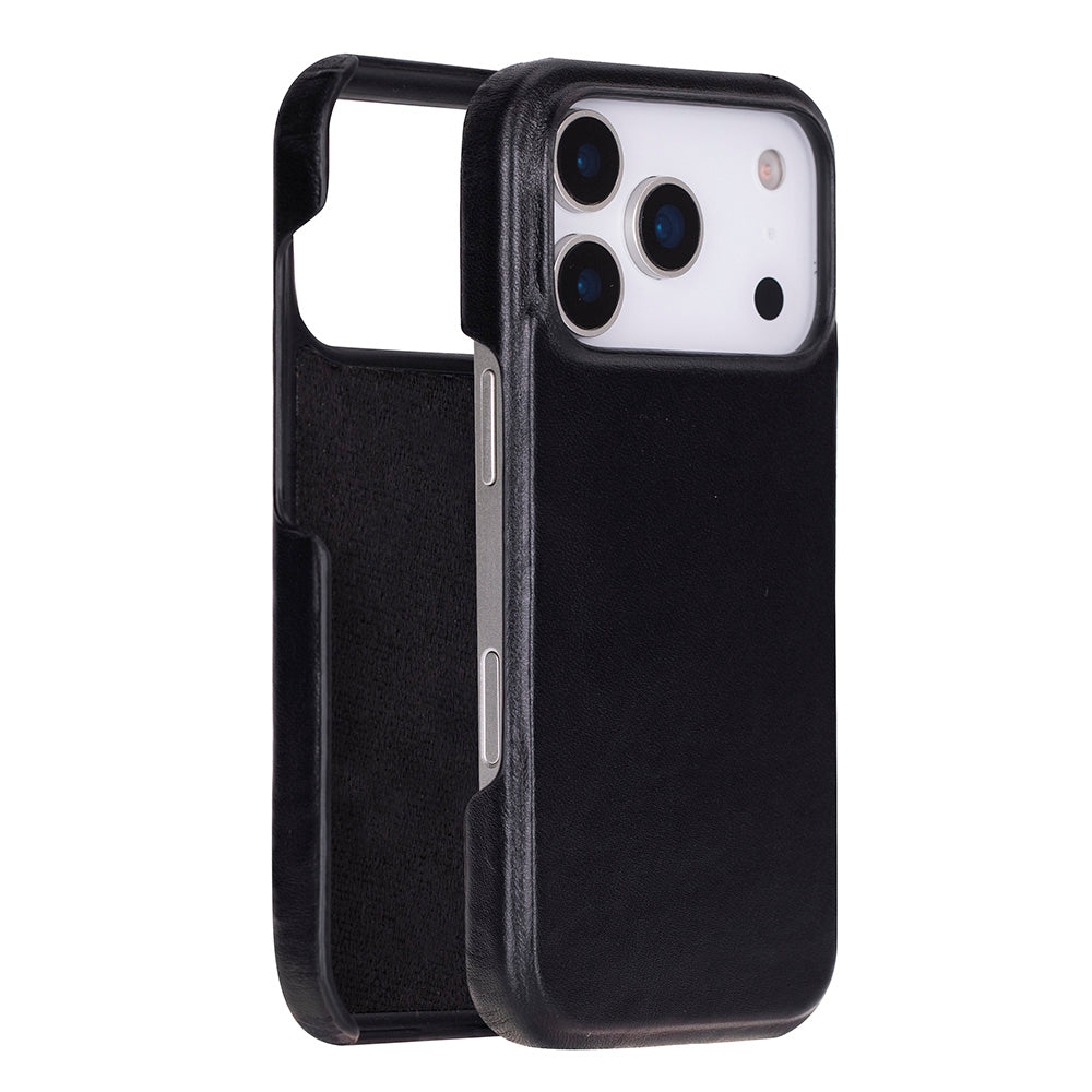 BLOOMINBAG BloomCase Apple iPhone 17 Pro (6.3") Uyumlu Ultimate Jacket Hakiki Deri Telefon Kılıfı Obsidian Black
