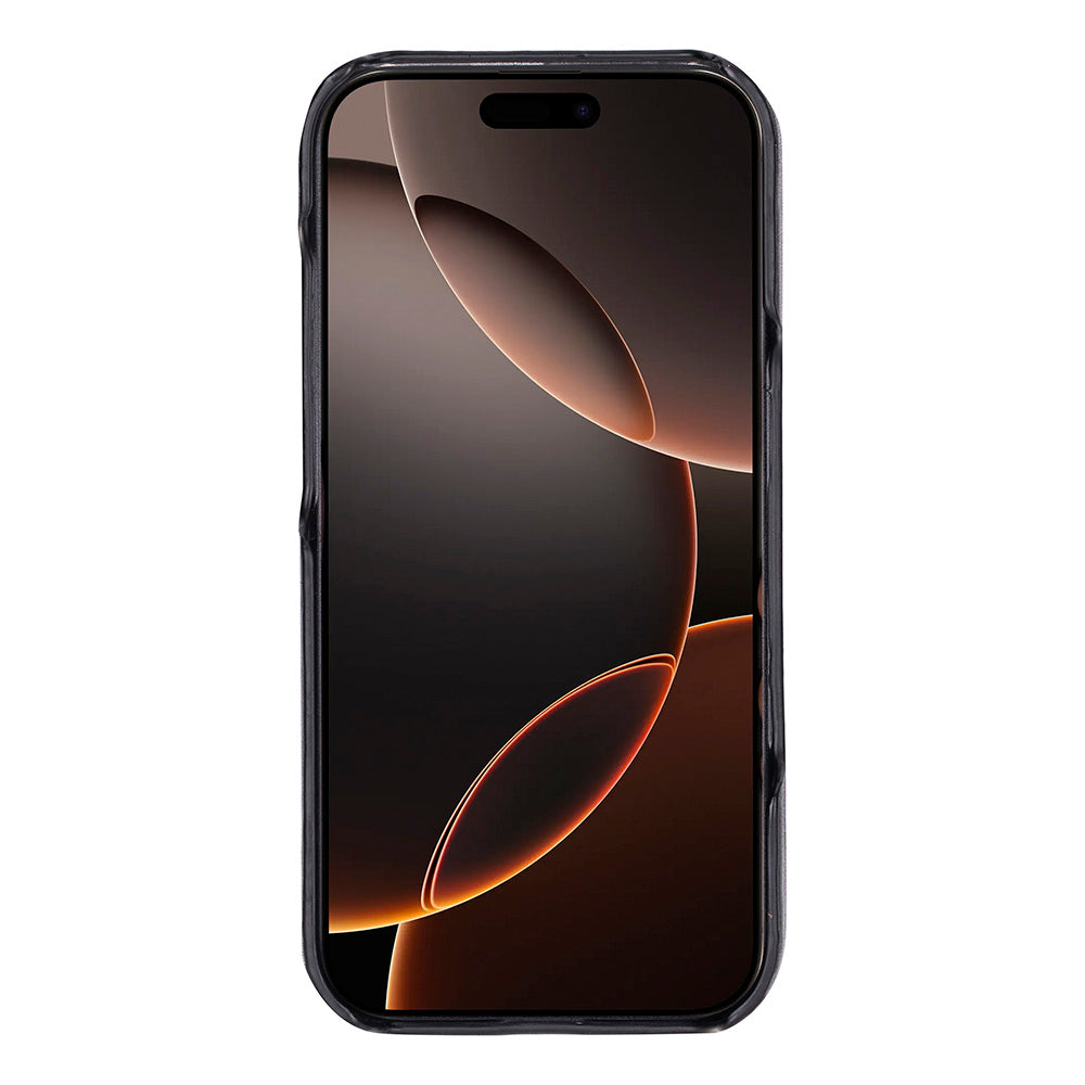 Ekranında koyu, soyut bir arka plan gösteren siyah bir akıllı telefon.