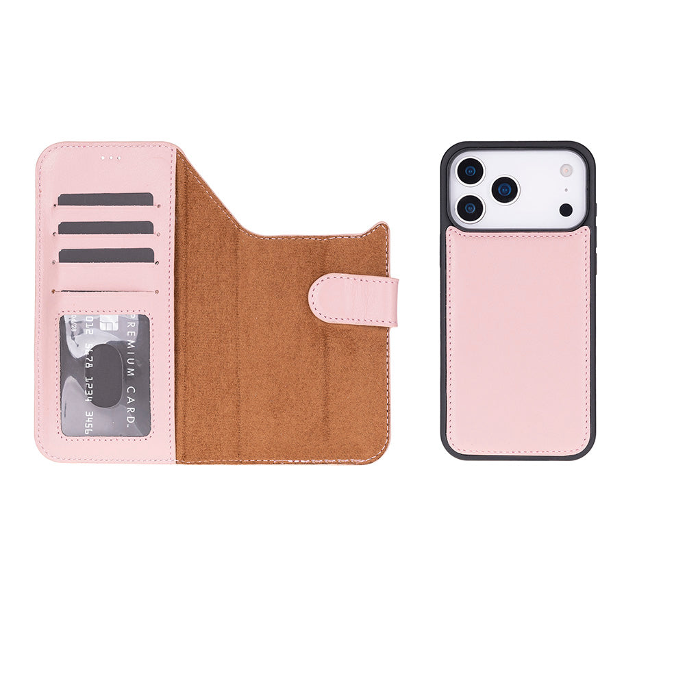 Kart yuvalı pembe iPhone kılıfı ve pembe telefon arka kapağı.