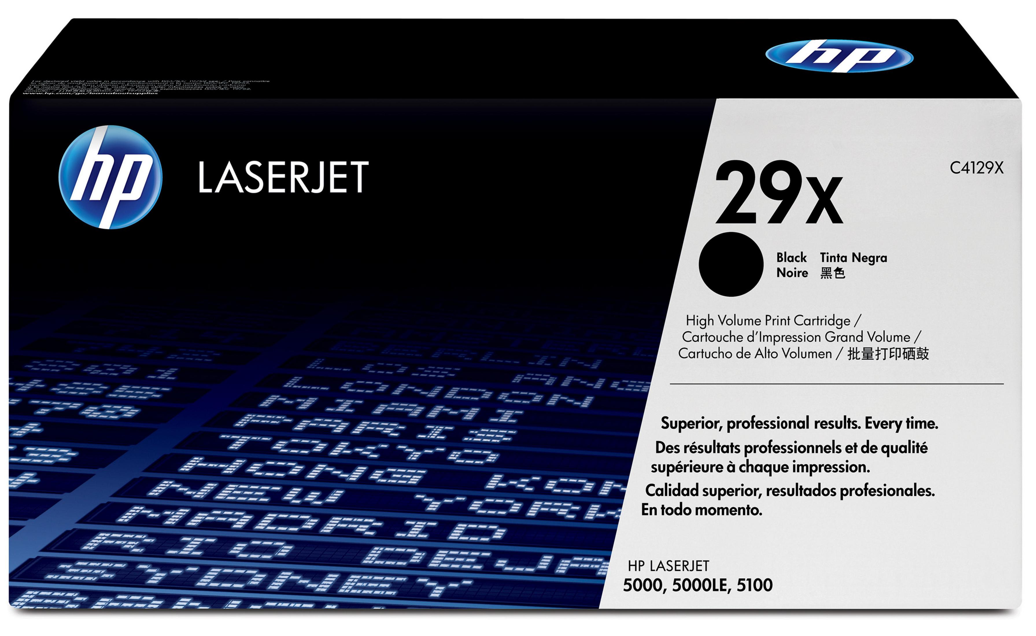 Czarny wkład drukujący HP LaserJet 29x, model C4129X.