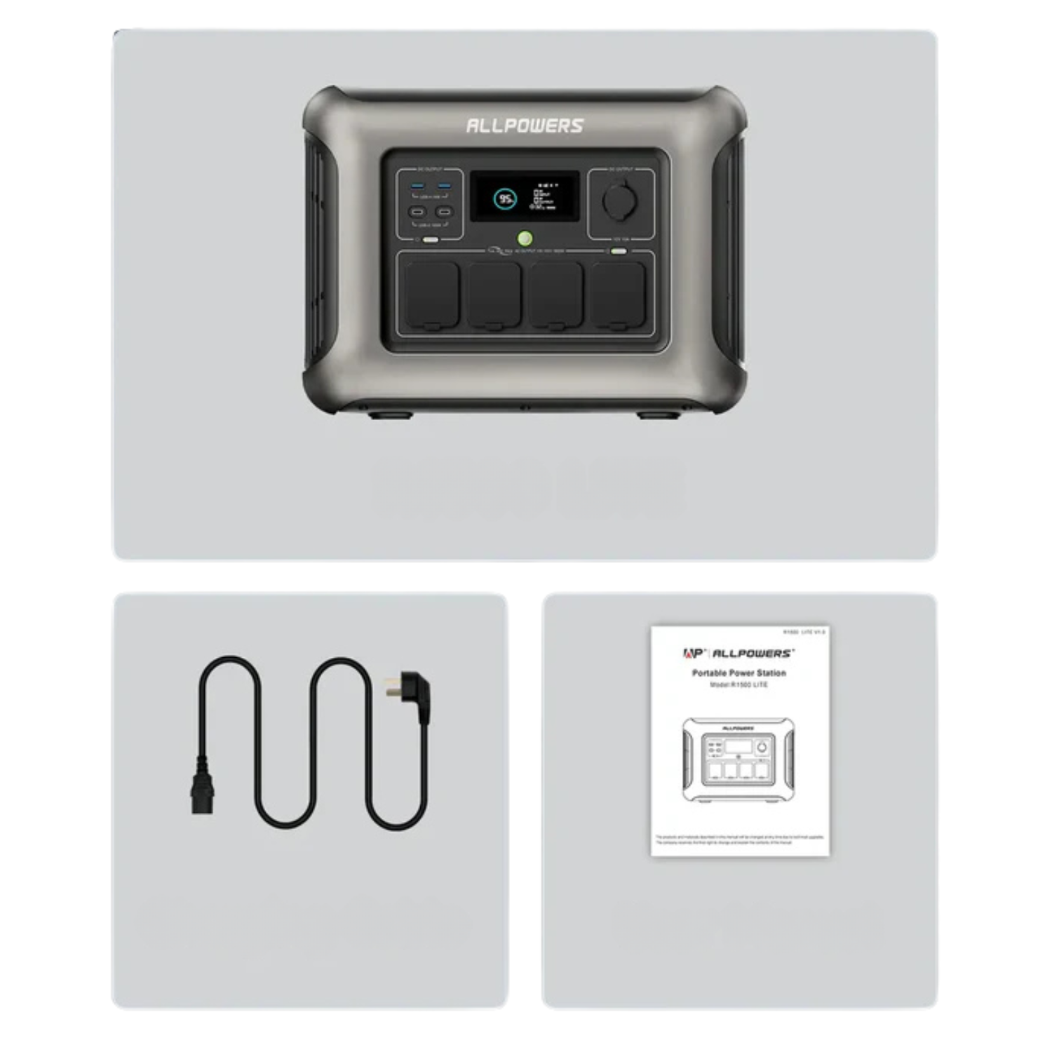 Przenośna stacja zasilania z kablem i instrukcją