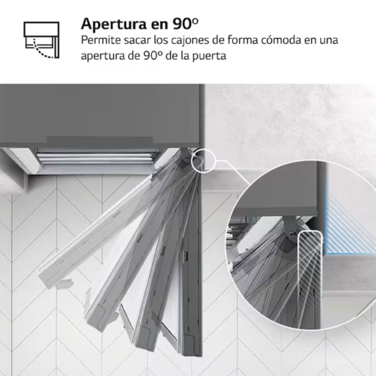 Los cajones se abren a 90° para un acceso cómodo.