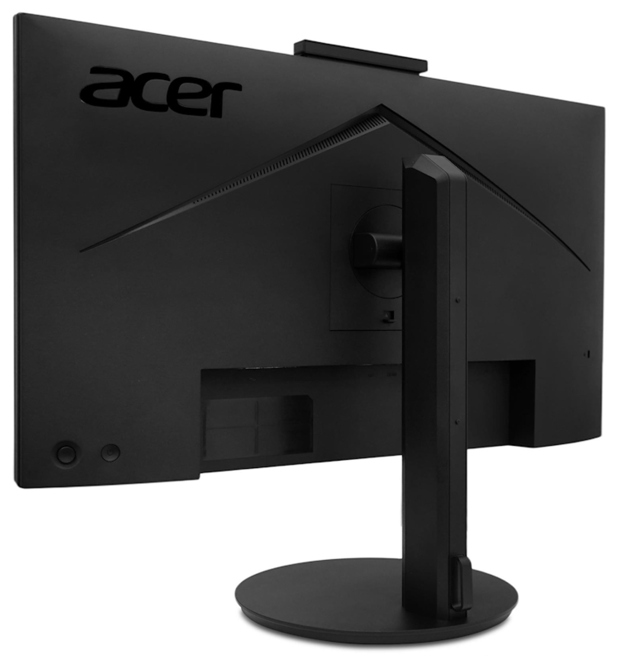 Tył czarnego monitora Acer ze stojakiem i widocznymi portami.