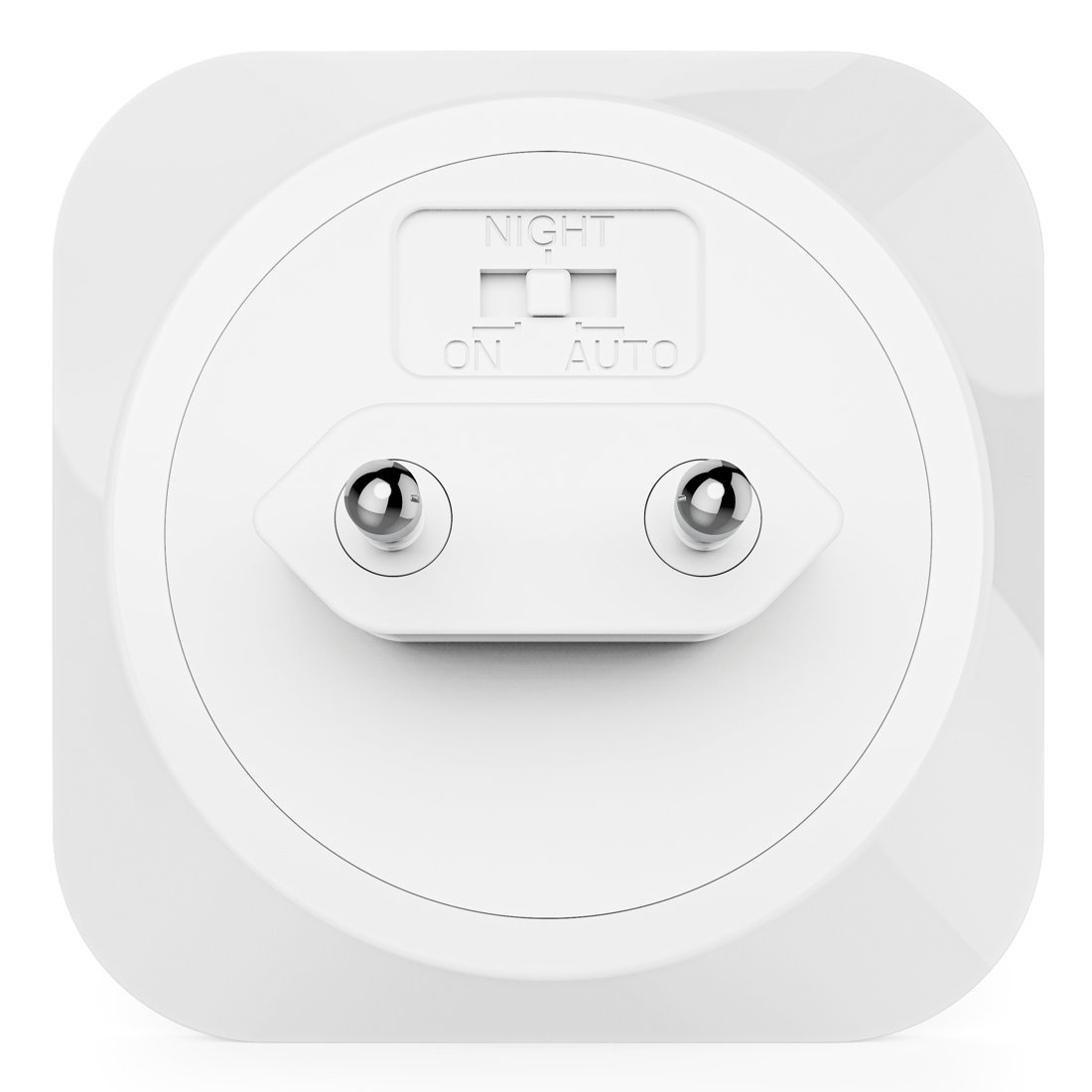Biały adapter lampki nocnej z trybami WŁ., AUTO i NOC.