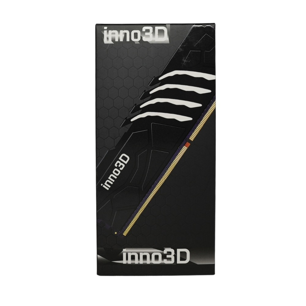 Inno3D logosu ve RAM modülünün bir kısmını içeren siyah kutu.