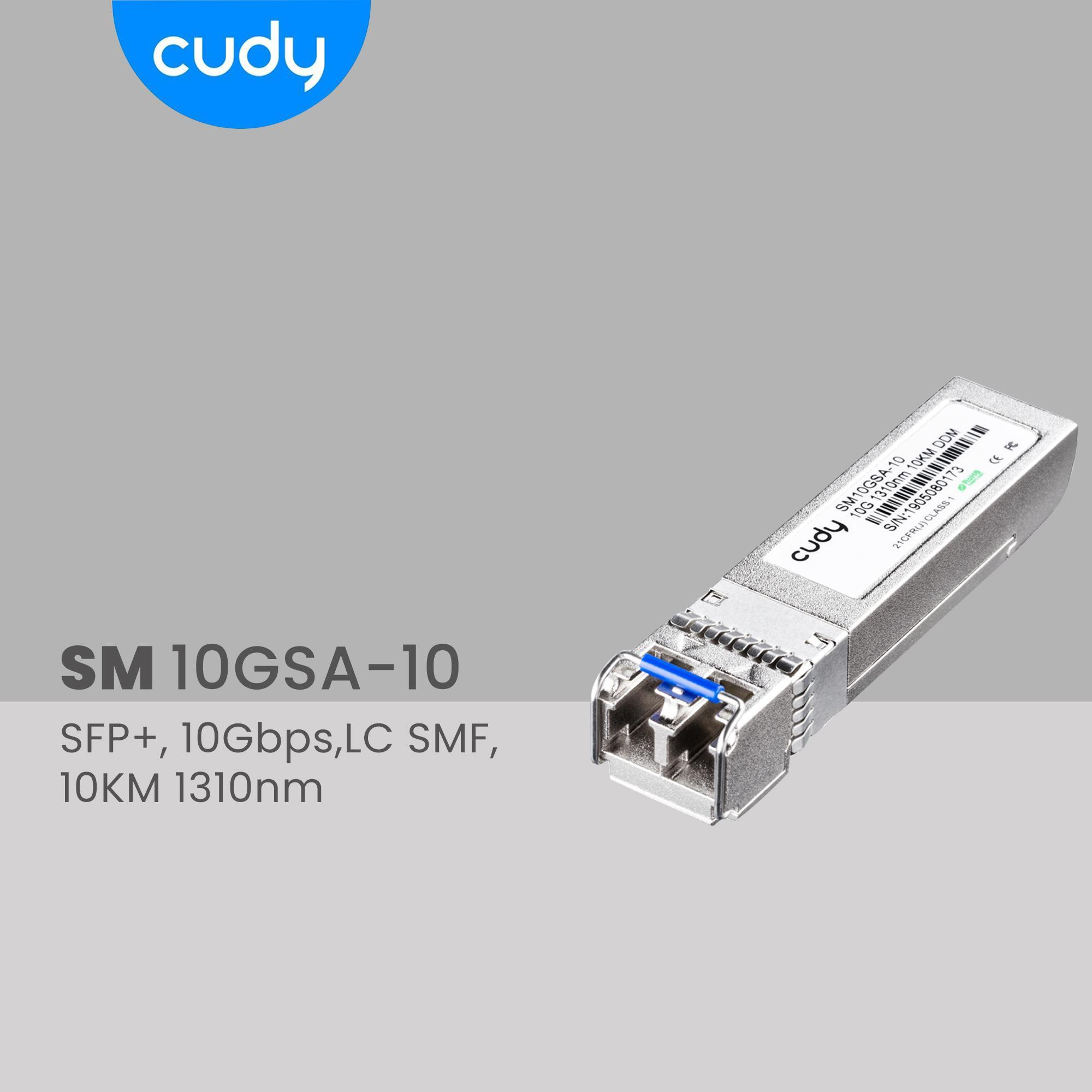 CUDY Cudy SM10GSA-10 SFP+,10Gbps,LC SMF,10KM 1310nm Endüstriyel SFP+ Modül Metal Switch Gri