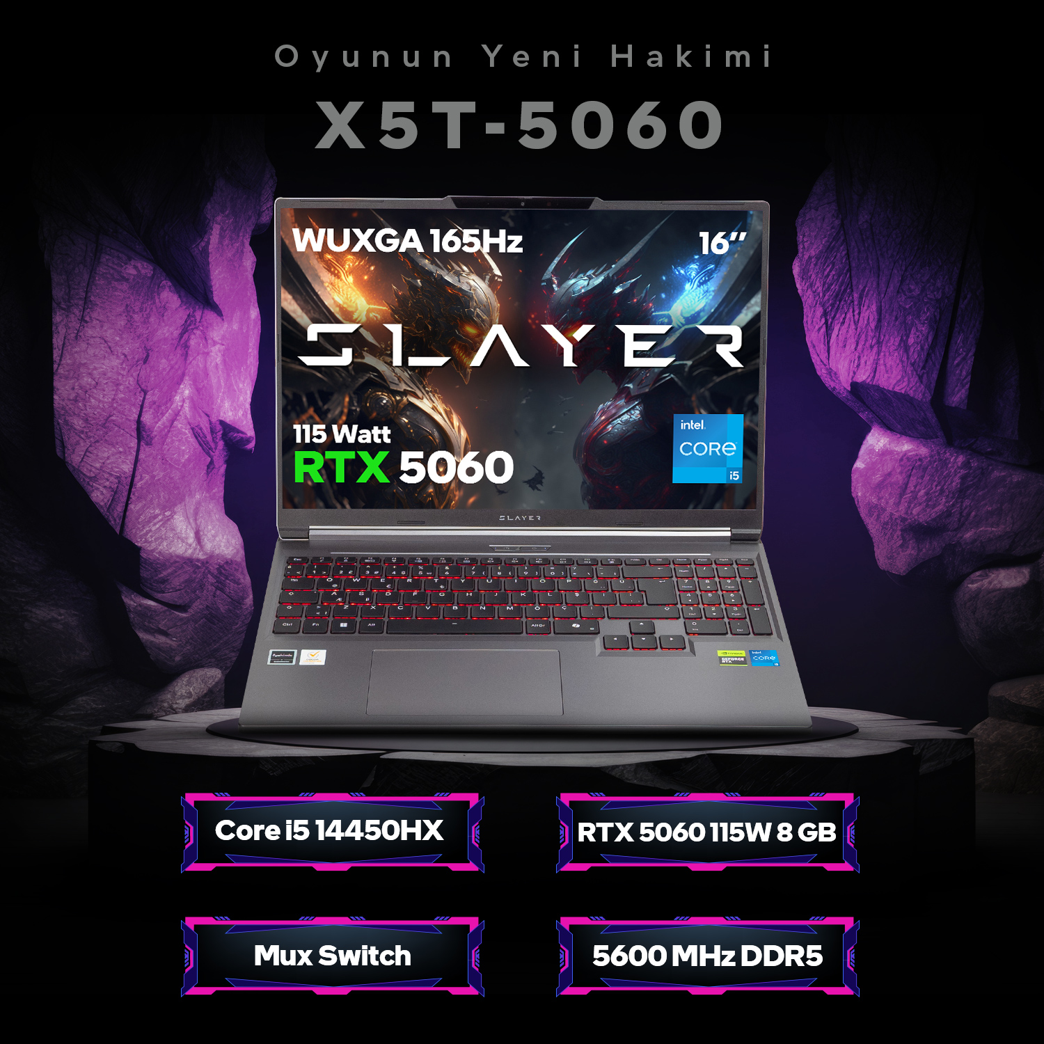 GAME GARAJ Slayer X5T-5060 C7 RTX5060 165Hz IPS WUXGA Intel Core