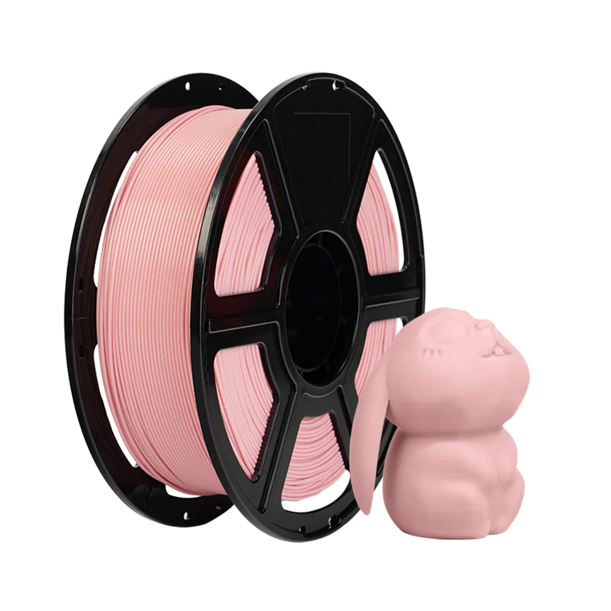 Pembe filaman makarası, yanında pembe tavşan figürü.