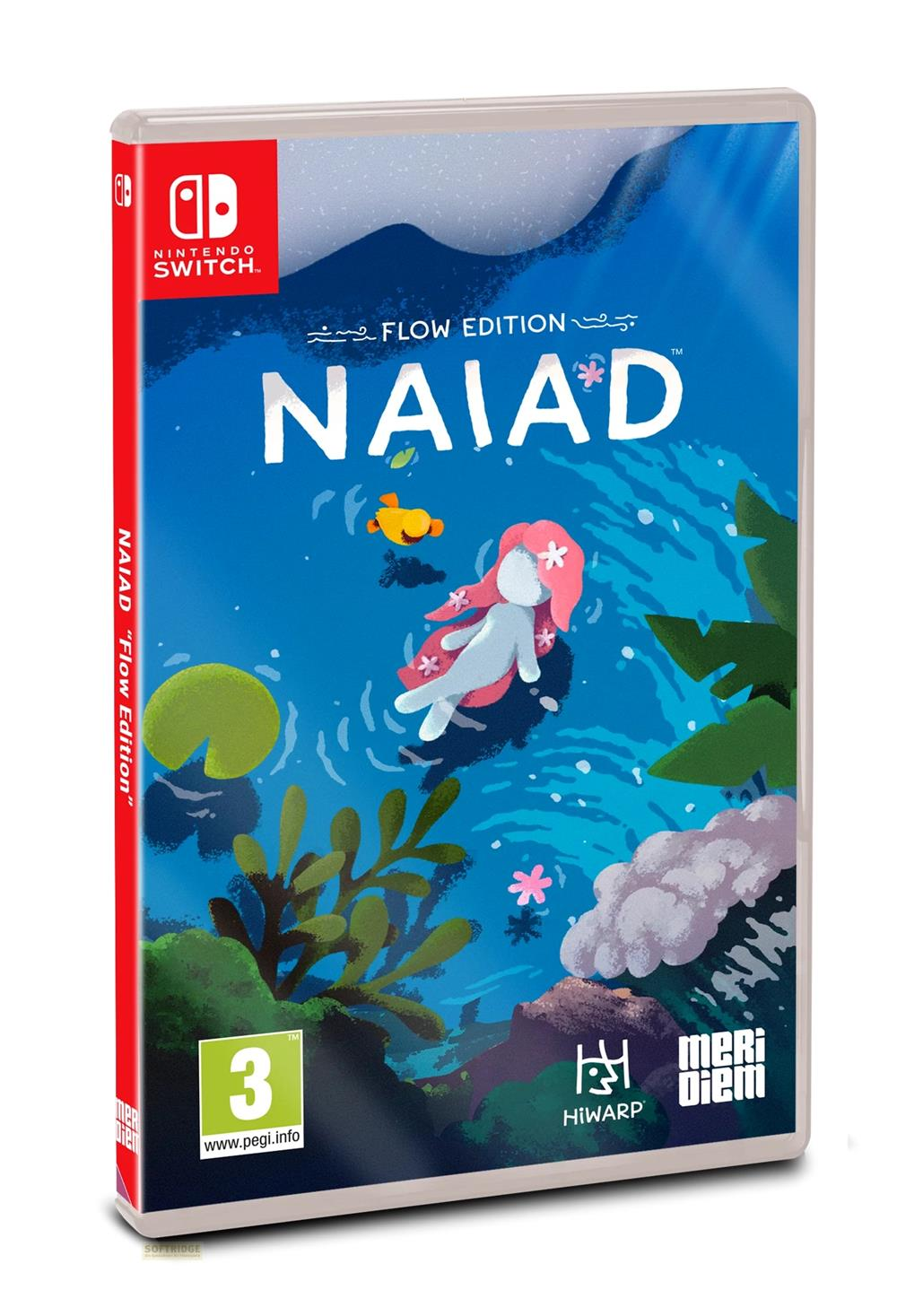Nintendo Switch-Spielcover für Naiad: Flow Edition, mit einer Meerjungfrau, die mit Fischen schwimmt.