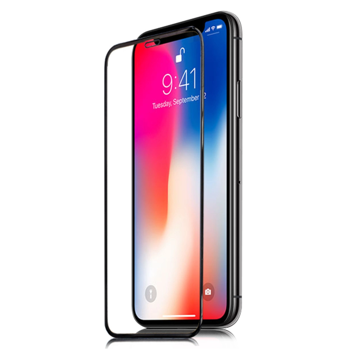 Kilitli ekranlı bir akıllı telefonun yanında cam ekran koruyucu.