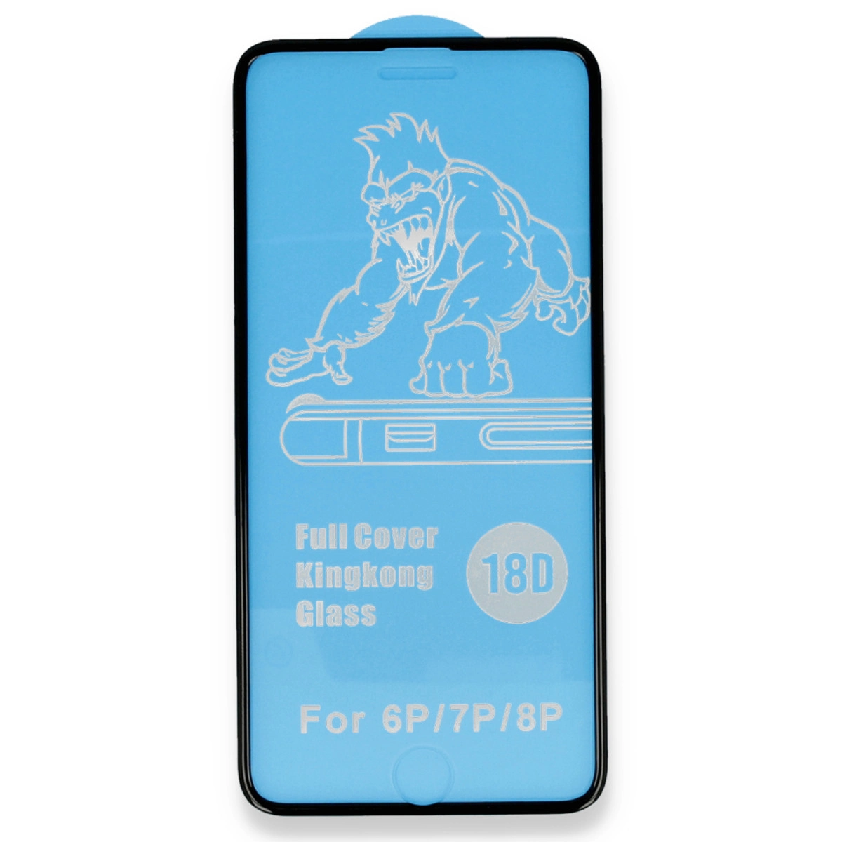 Kingkong grafikli mavi telefon ekran koruyucu, 18D, 6P/7P/8P için