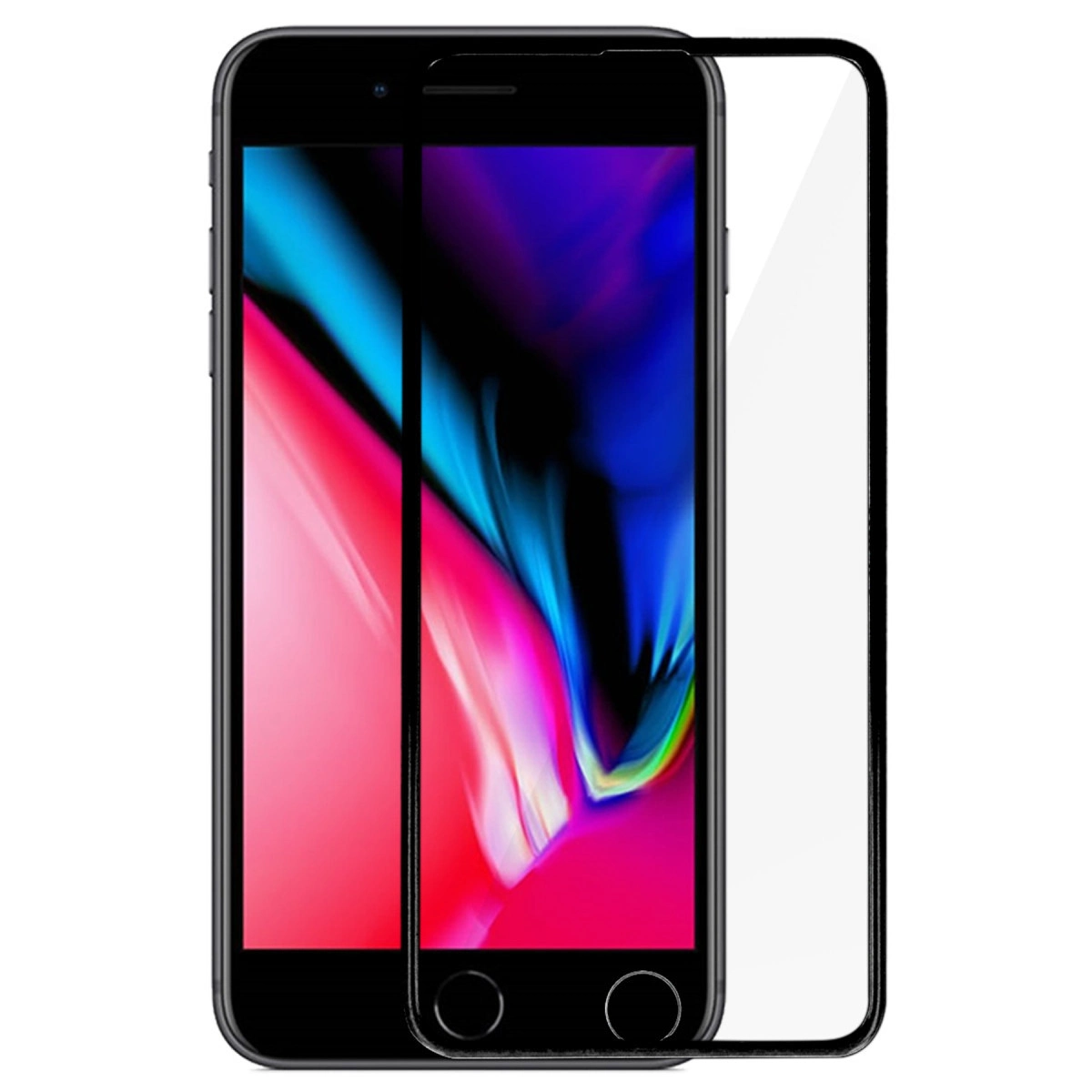 Yanında ekran koruyucusu olan siyah akıllı telefon.