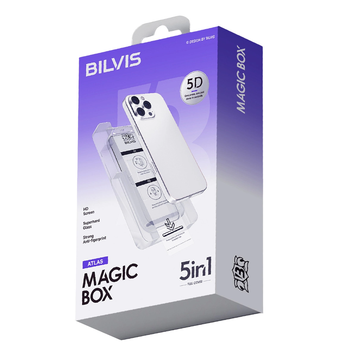 NEWFACE iPhone 15 Pro Max Uyumlu Bilvis 5in1 3D Magic Cam Ekran Koruyucu